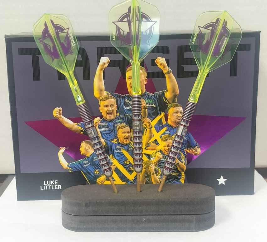 Luke Littler darts + box contents